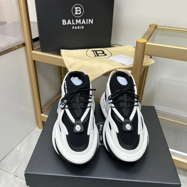 Balmain B-Bold Black and White Chunky Sneakers 8