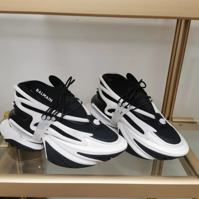 Balmain B-Bold Black and White Chunky Sneakers 9
