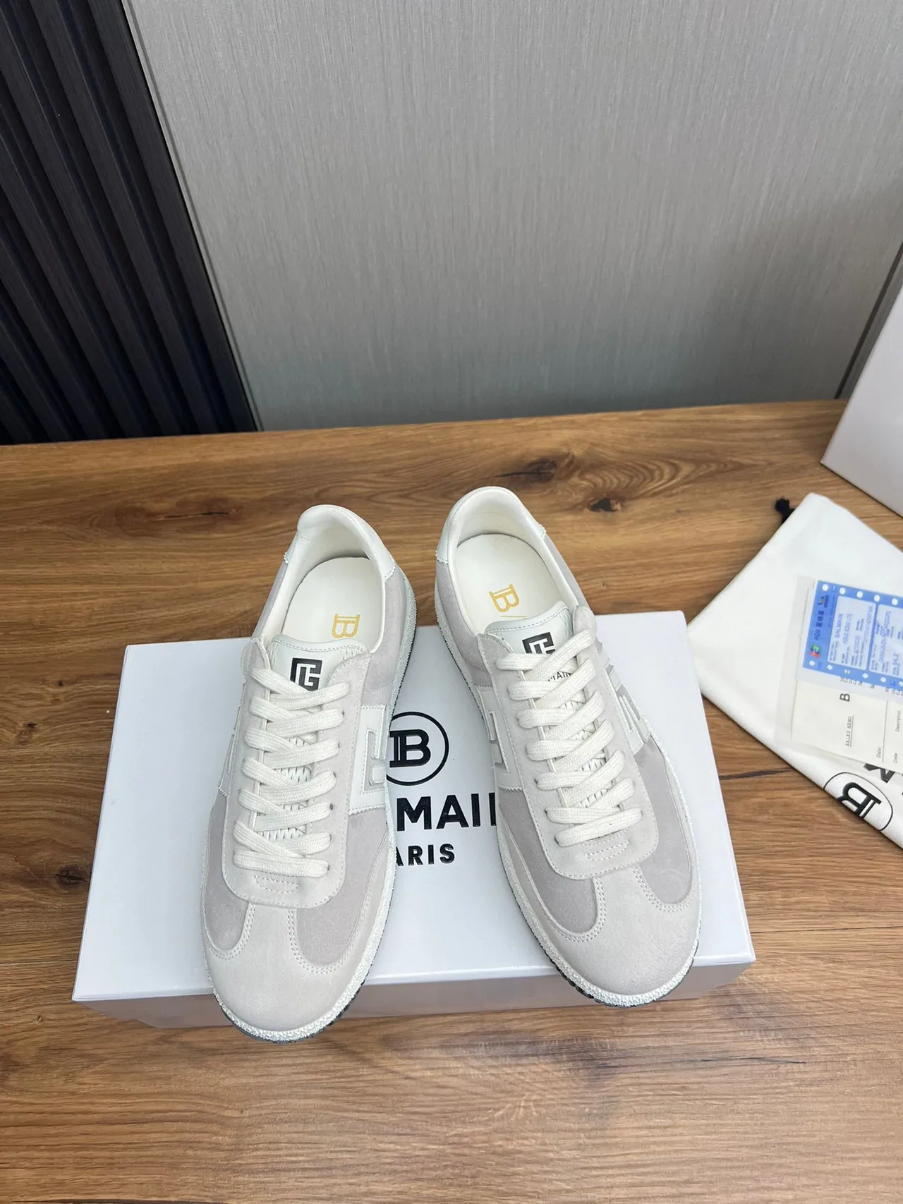 Balmain B-Court Light Gray Suede Lifestyle Sneakers 2