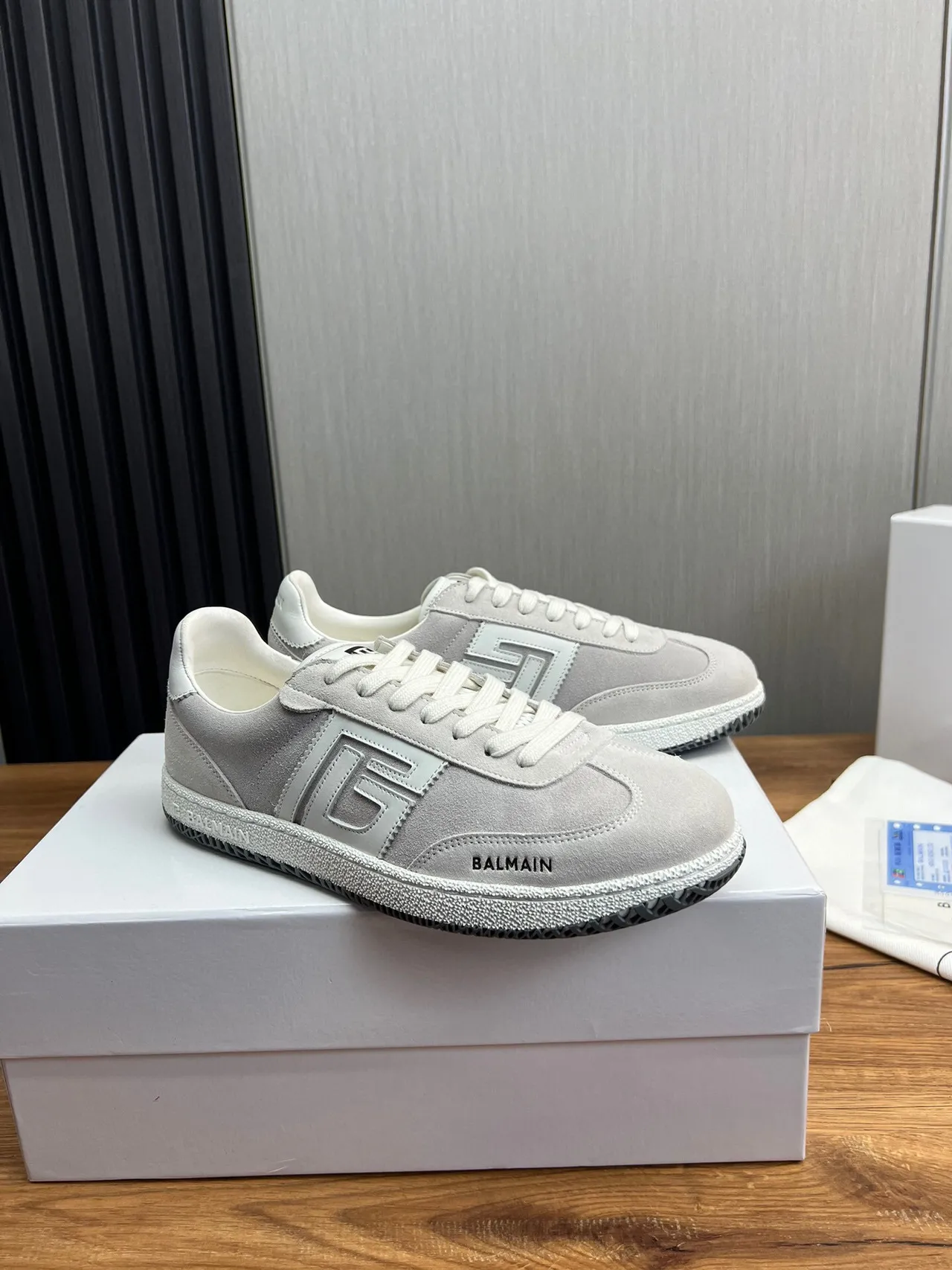 Balmain B-Court Light Gray Suede Lifestyle Sneakers 3