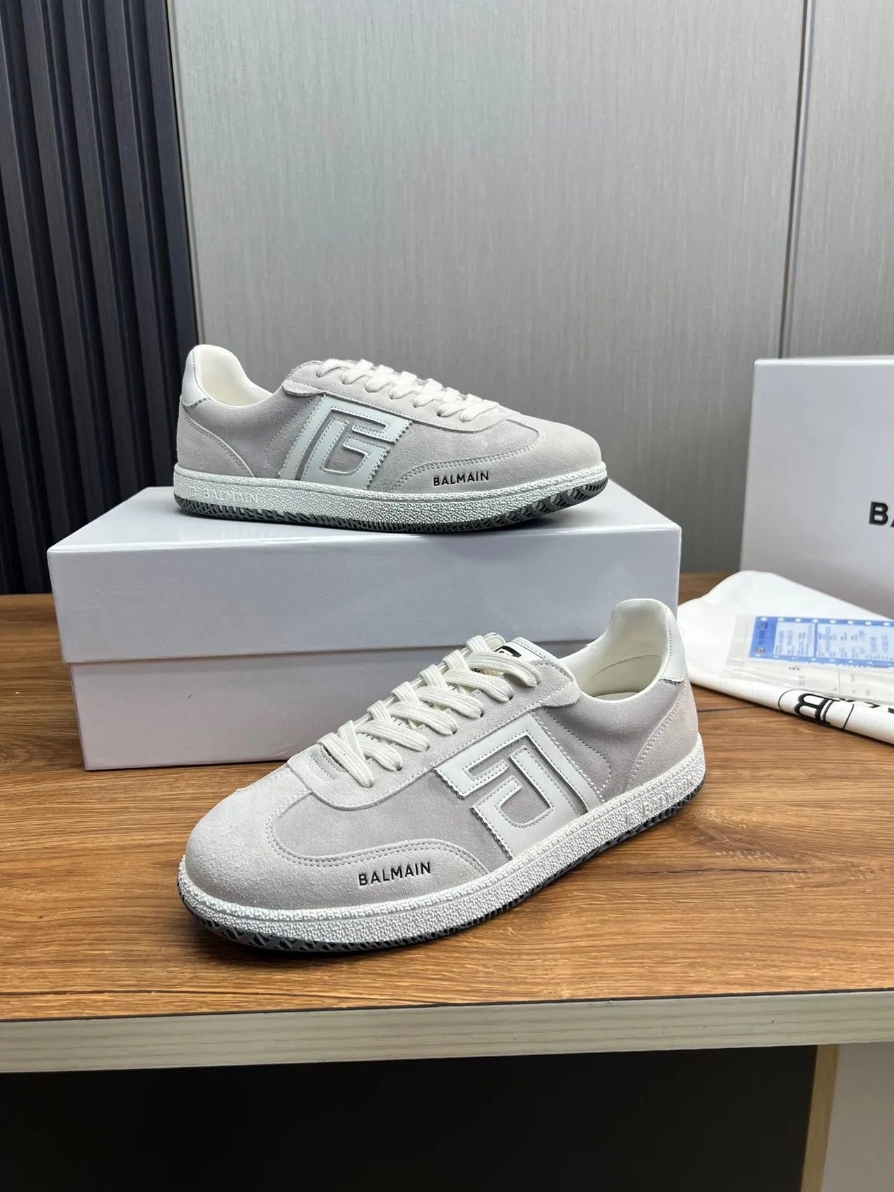 Balmain B-Court Light Gray Suede Lifestyle Sneakers 4