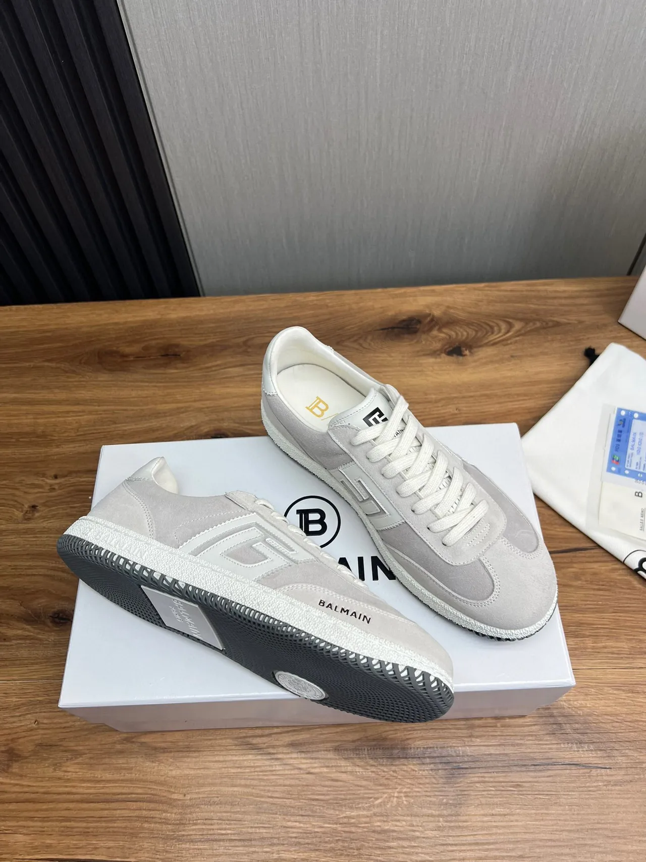 Balmain B-Court Light Gray Suede Lifestyle Sneakers 5