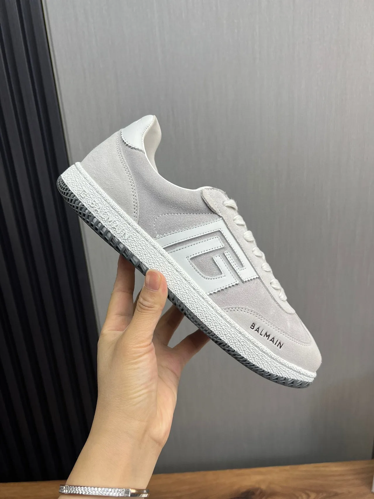 Balmain B-Court Light Gray Suede Lifestyle Sneakers 7