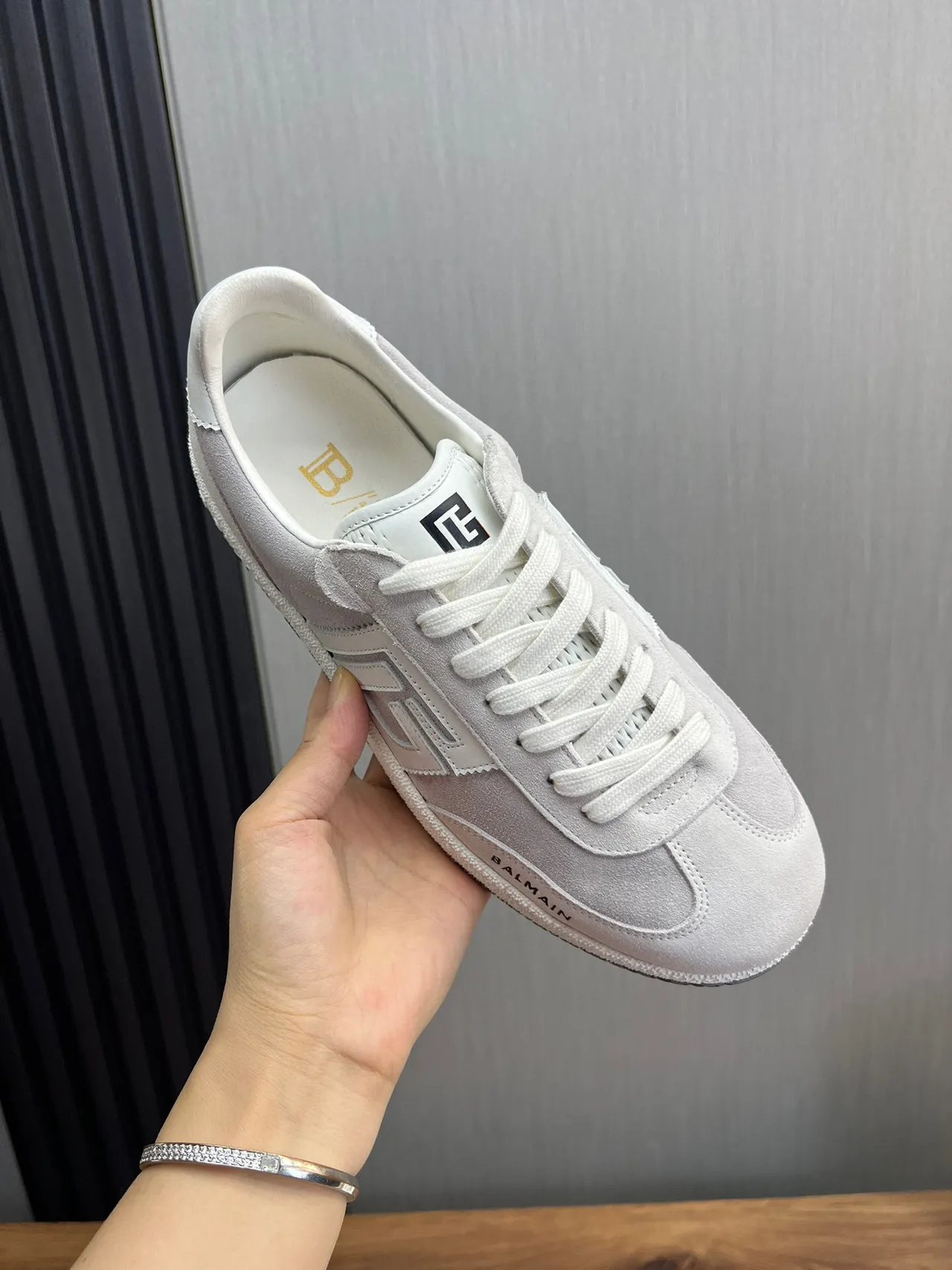 Balmain B-Court Light Gray Suede Lifestyle Sneakers 8