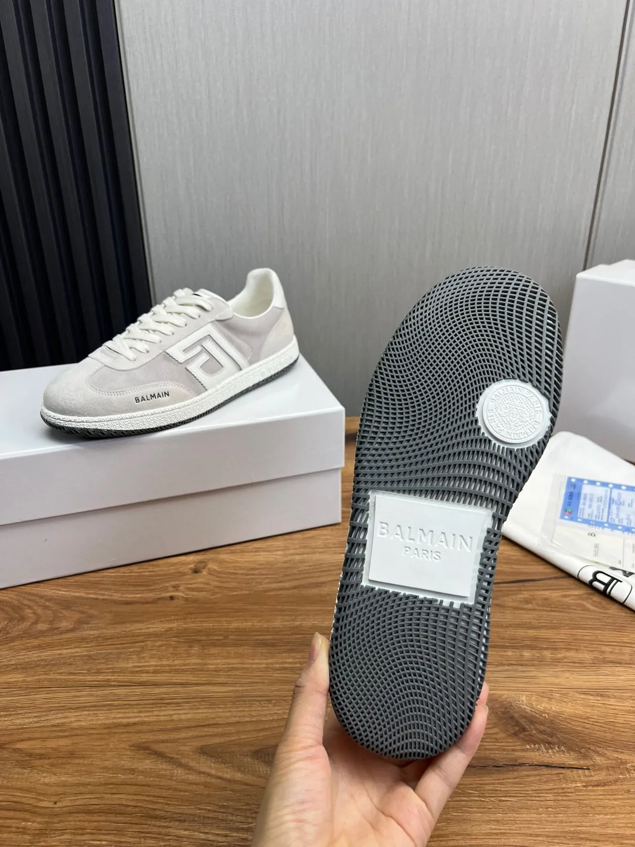 Balmain B-Court Light Gray Suede Lifestyle Sneakers 9