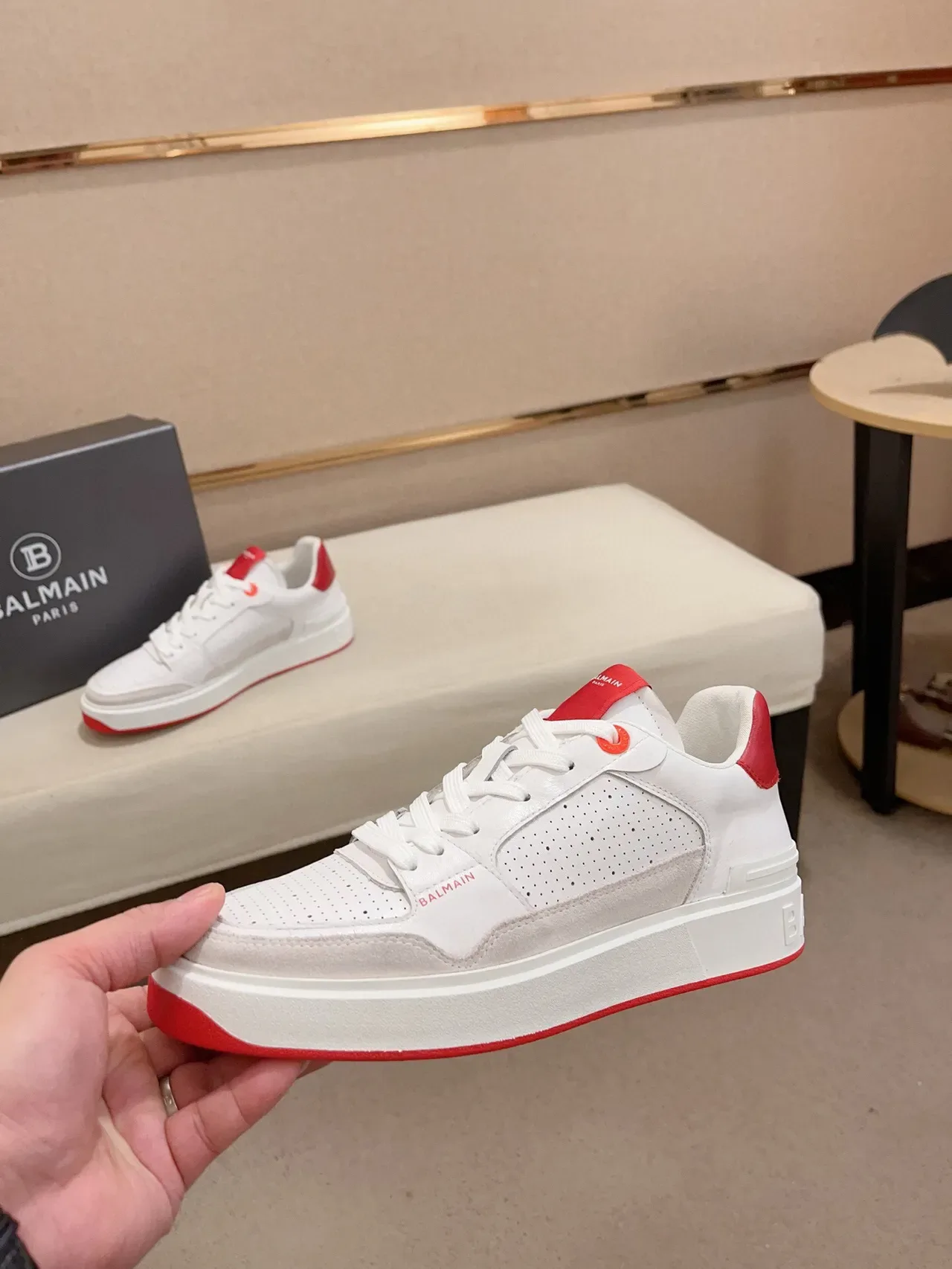 Balmain B-Court White and Red Lifestyle Sneakers 3