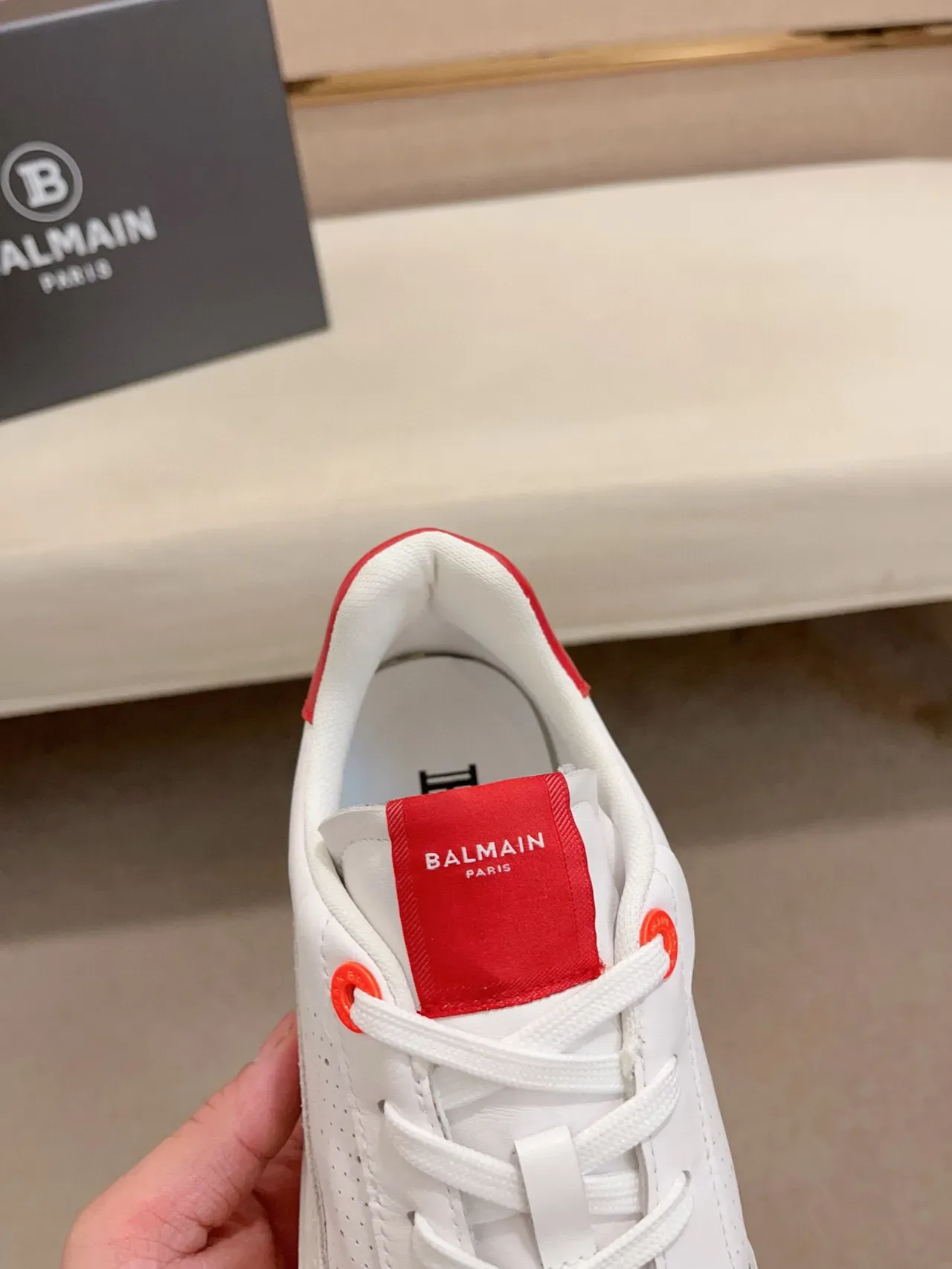 Balmain B-Court White and Red Lifestyle Sneakers 6