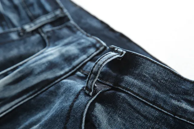 Balmain B-Moto Jean bleu noir à panneaux distressed detailing 14