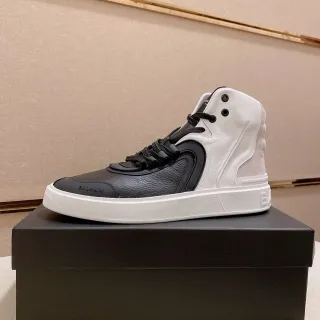 Balmain Black White High-Top Two-Tone Lifestyle Sneakers