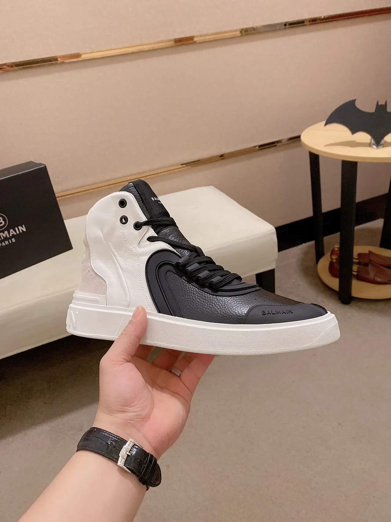 Balmain Tênis Lifestyle Preto Branco High-Top Two-Tone 7