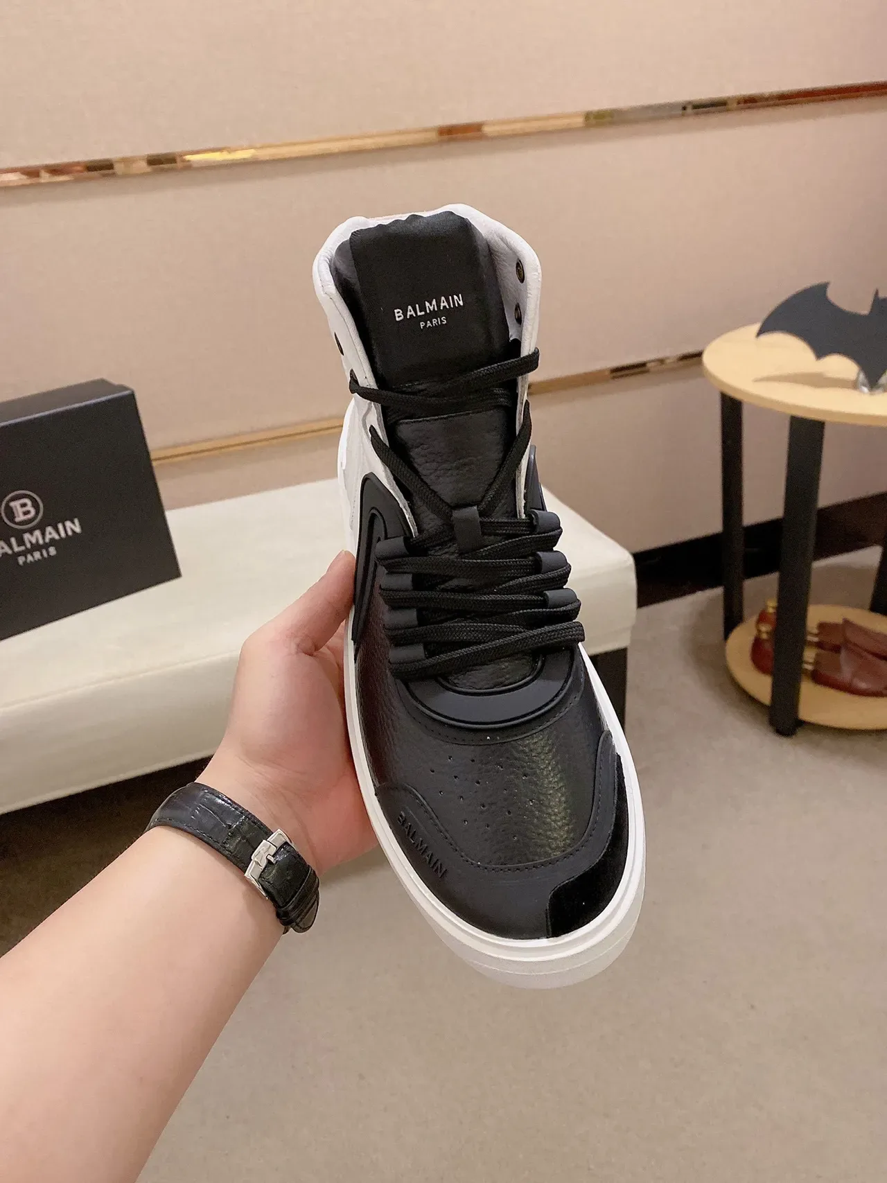 Balmain Tênis Lifestyle Preto Branco High-Top Two-Tone 9