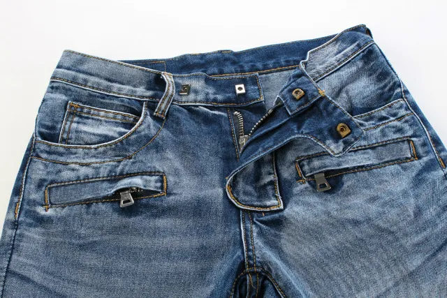 Balmain Moto-Style Zippered Pocket Denim Shorts 5