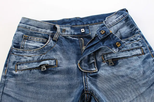 Balmain Moto-Style Zippered Pocket Denim Shorts 6