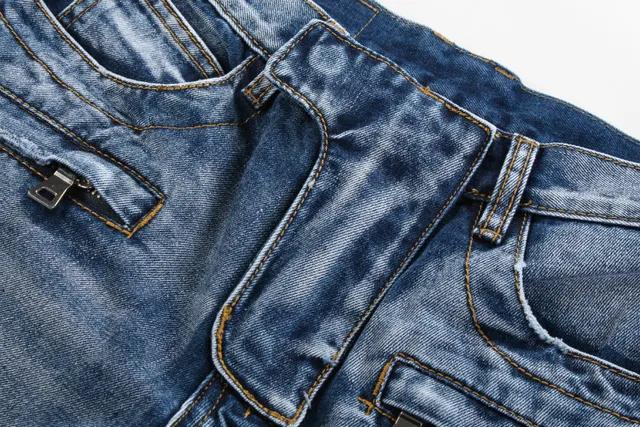 Balmain Moto-Style Zippered Pocket Denim Shorts 9