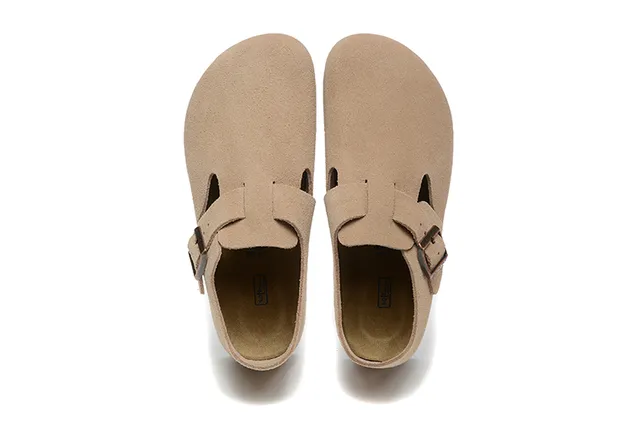 Birkenstock Arizona Bege Marrom Camurça Superior Tira com fivela única Sapatos casuais 2