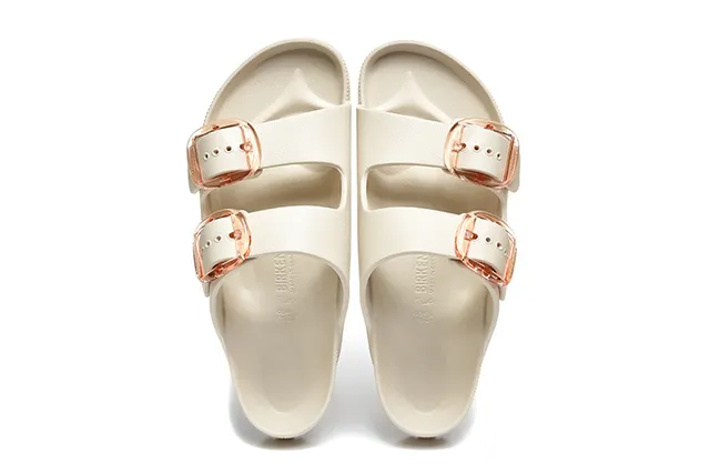 Birkenstock Arizona Beige Doré Sandale à double sangle slide avec semelle contournée sandales casual 2