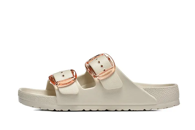 Birkenstock Arizona Beige Doré Sandale à double sangle slide avec semelle contournée sandales casual 3