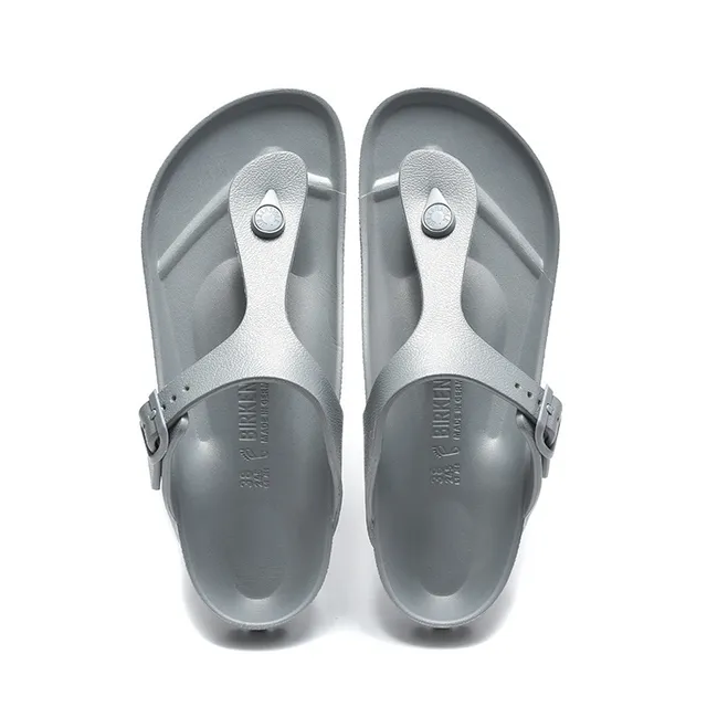 Birkenstock Arizona Sandálias casuais metálicas prateadas cinza 3