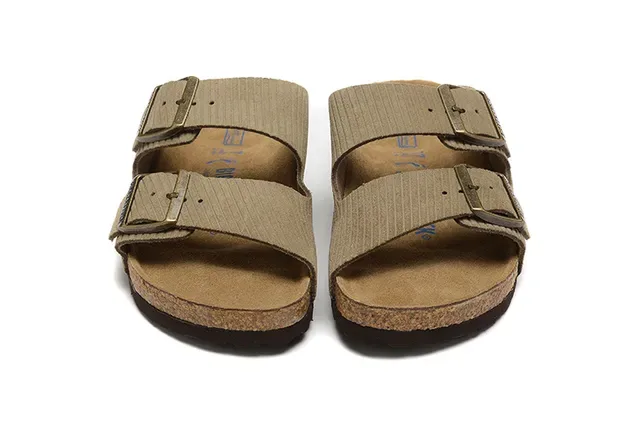 Birkenstock Arizona Olive Beige Corduroy Casual Sandals 3