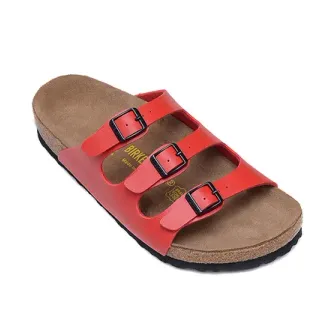 Birkenstock Arizona लाल तिन स्ट्रैप कैजुअल सैंडल