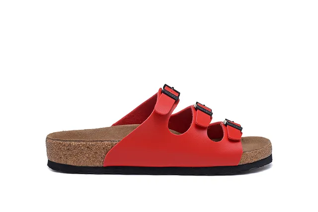 Birkenstock Arizona Sandales casuales rouges à trois brides 2