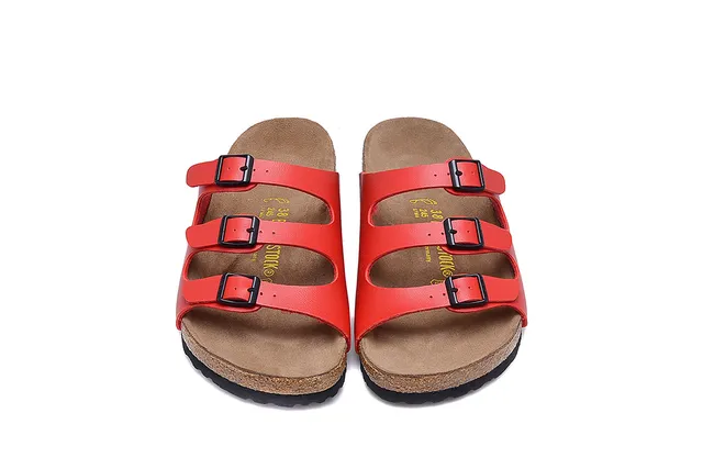 Birkenstock Arizona Sandales casuales rouges à trois brides 3