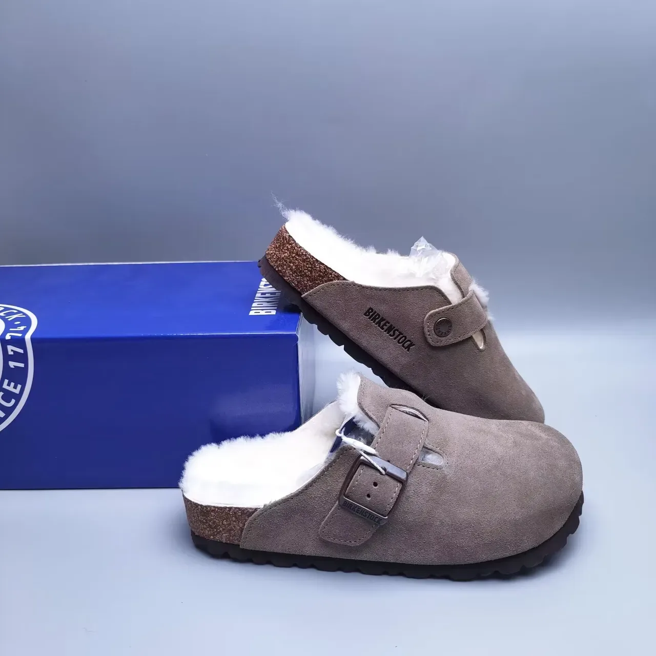 Birkenstock Boston Brown White Suede Upper Shearling-Lined Casual Shoes 3