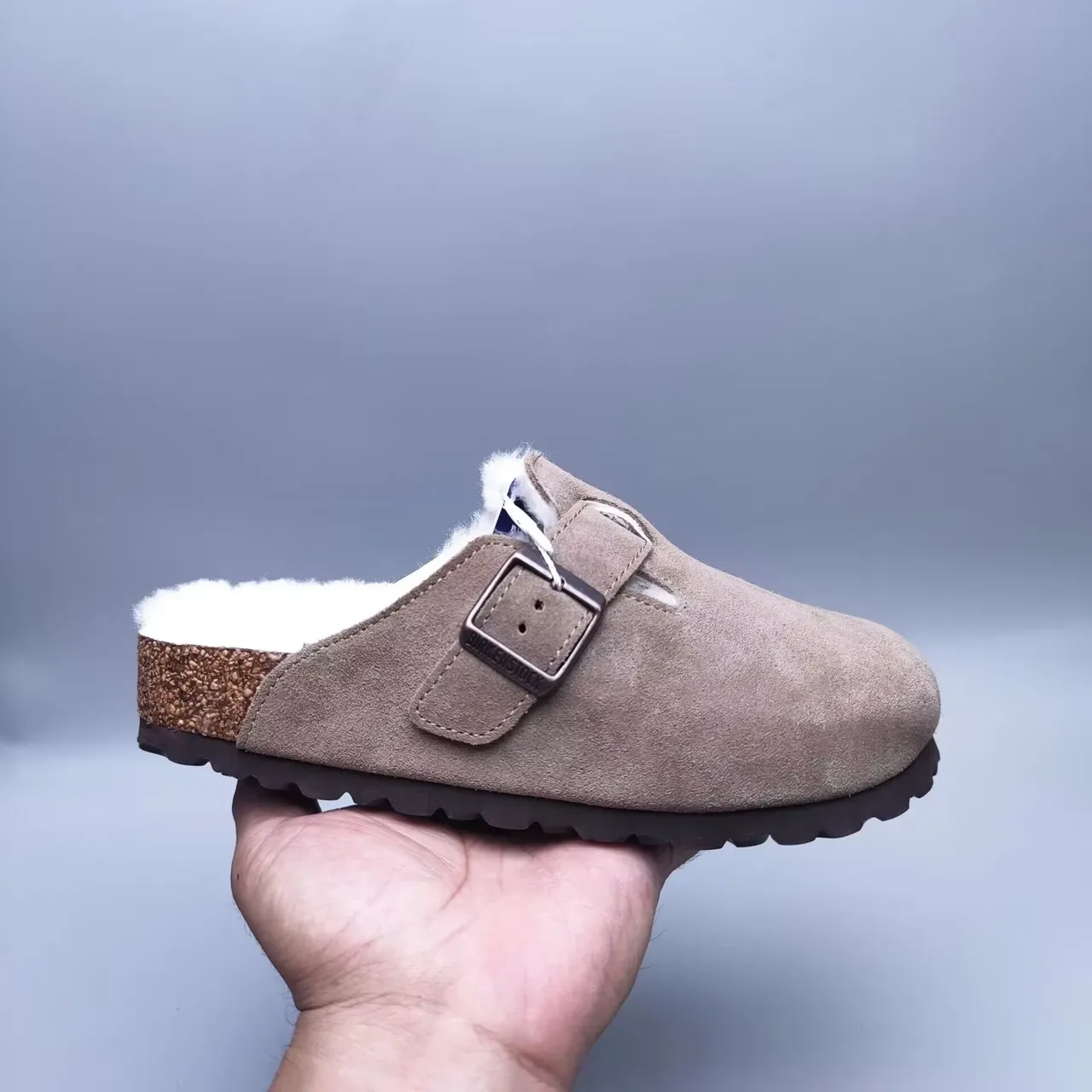 Birkenstock Boston Brown White Suede Upper Shearling-Lined Casual Shoes 5