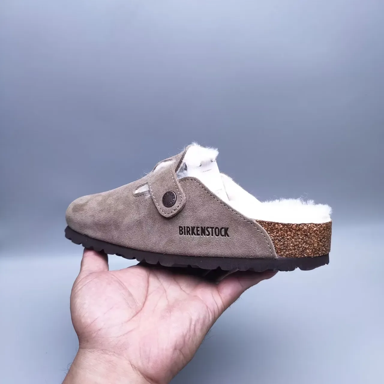 Birkenstock Boston Brown White Suede Upper Shearling-Lined Casual Shoes 6