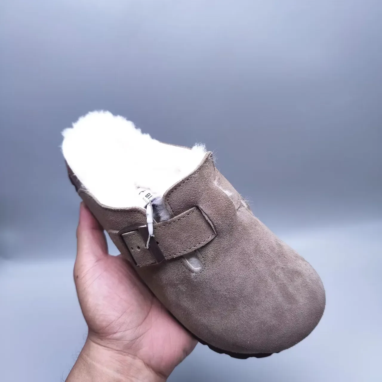 Birkenstock Boston Brown White Suede Upper Shearling-Lined Casual Shoes 7