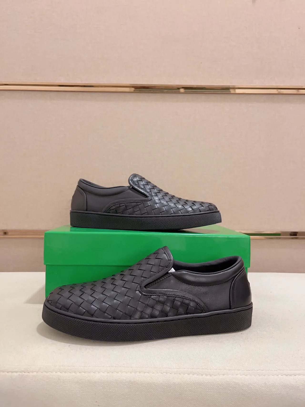 Bottega Veneta Andiamo Preto Intrecciato Tecido Mocassim 7