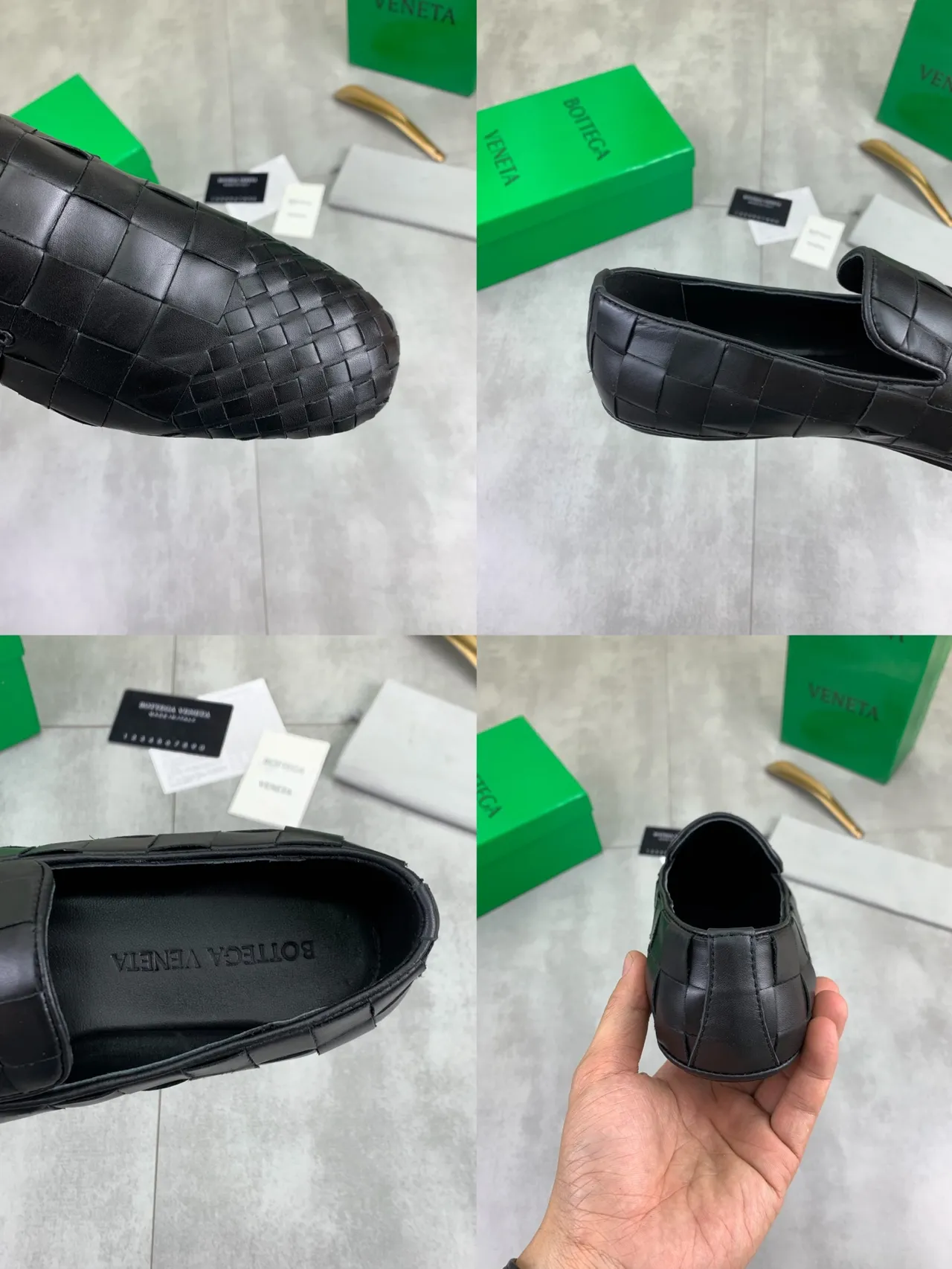 Bottega Veneta Andiamo Intrecciato couro trançado preto mocassins 2