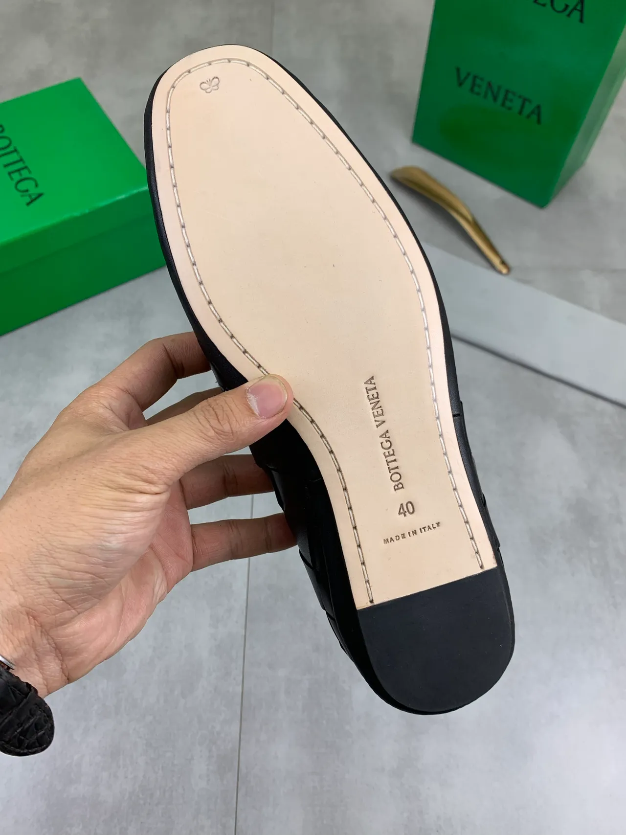Bottega Veneta Andiamo Intrecciato couro trançado preto mocassins 3