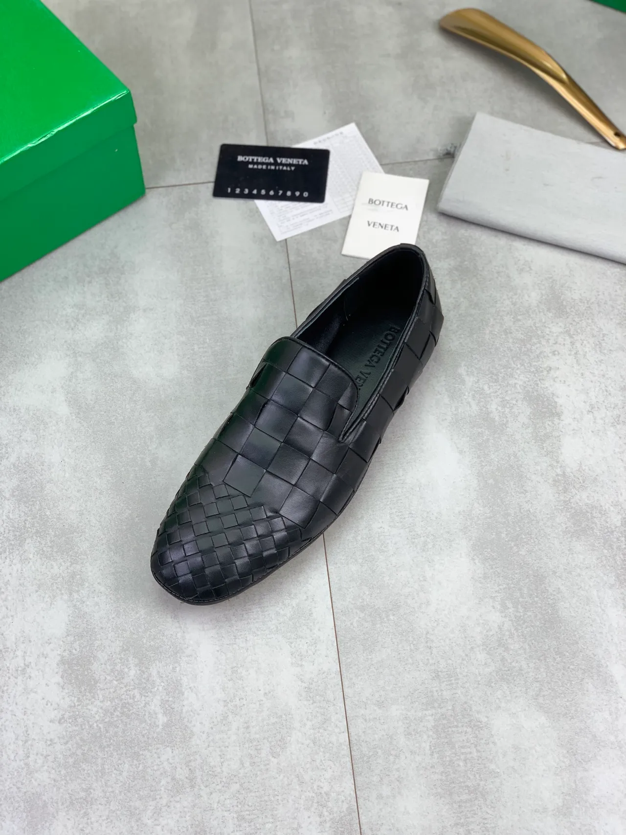 Bottega Veneta Andiamo Intrecciato couro trançado preto mocassins 4