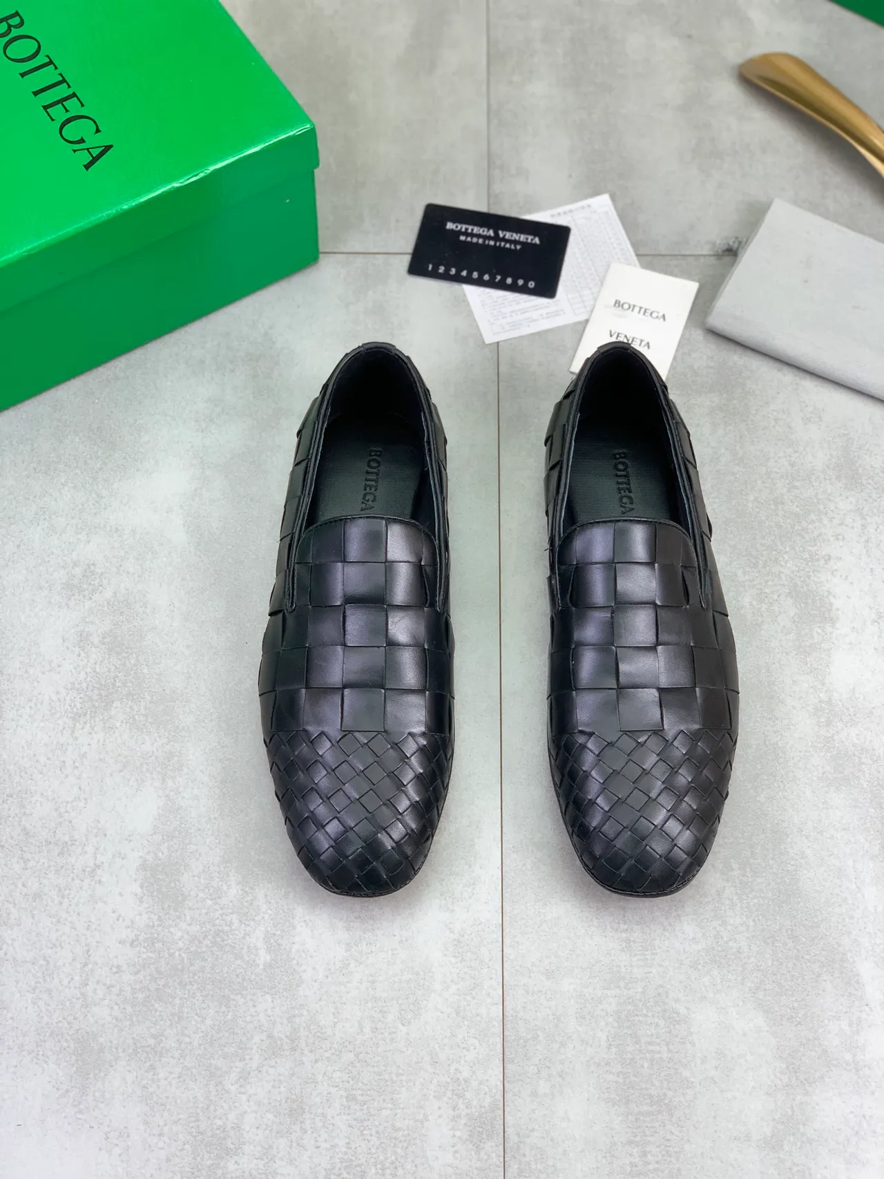 Bottega Veneta Andiamo Intrecciato couro trançado preto mocassins 5