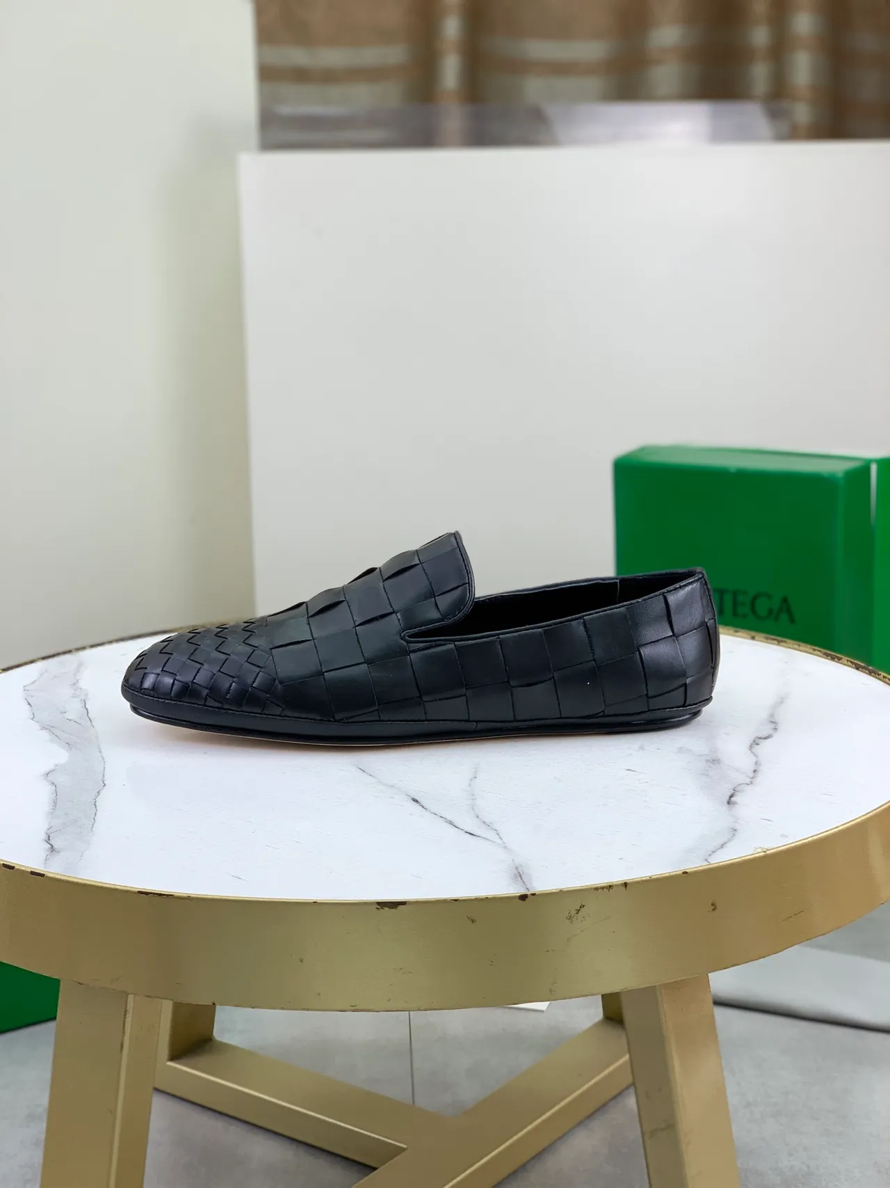Bottega Veneta Andiamo Intrecciato couro trançado preto mocassins 6