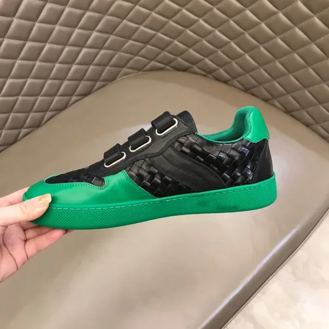 Bottega Veneta Green Black Woven Leather Velcro Strap Closure Lifestyle Sneakers 3