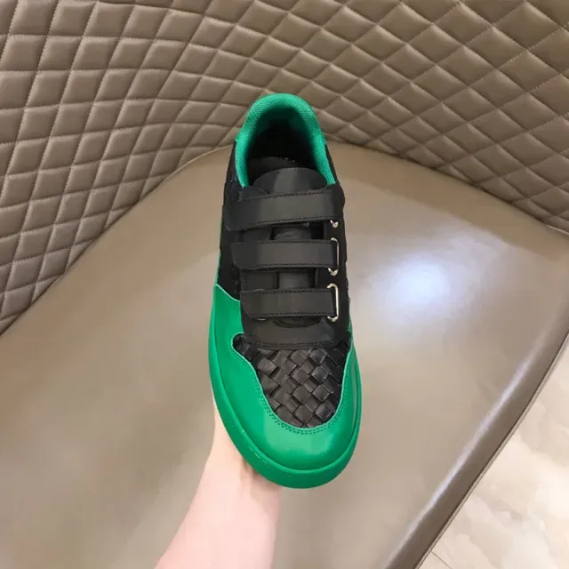 Bottega Veneta Green Black Woven Leather Velcro Strap Closure Lifestyle Sneakers 5