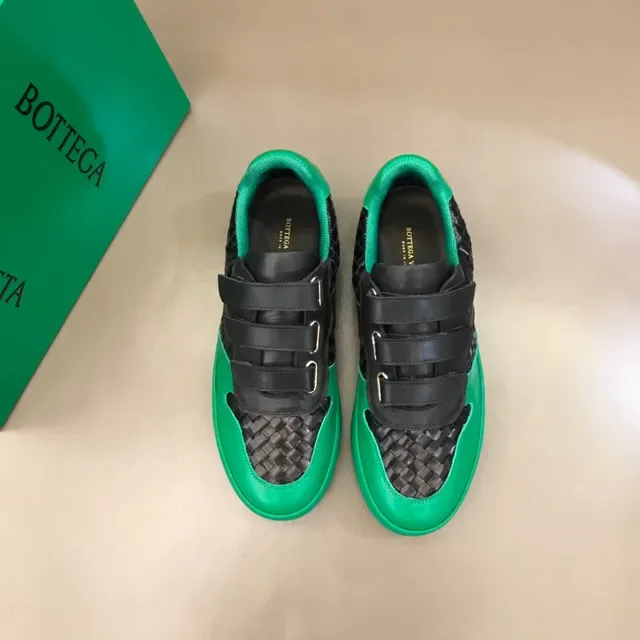 Bottega Veneta Green Black Woven Leather Velcro Strap Closure Lifestyle Sneakers 8