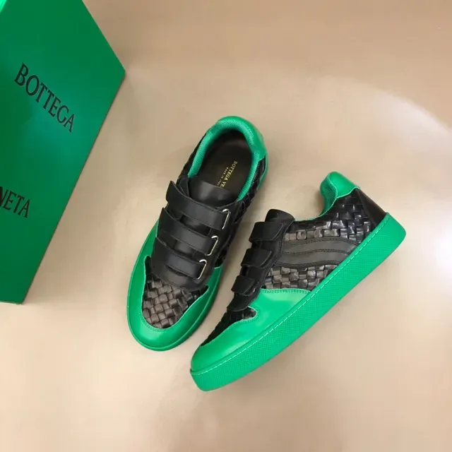 Bottega Veneta Green Black Woven Leather Velcro Strap Closure Lifestyle Sneakers 9
