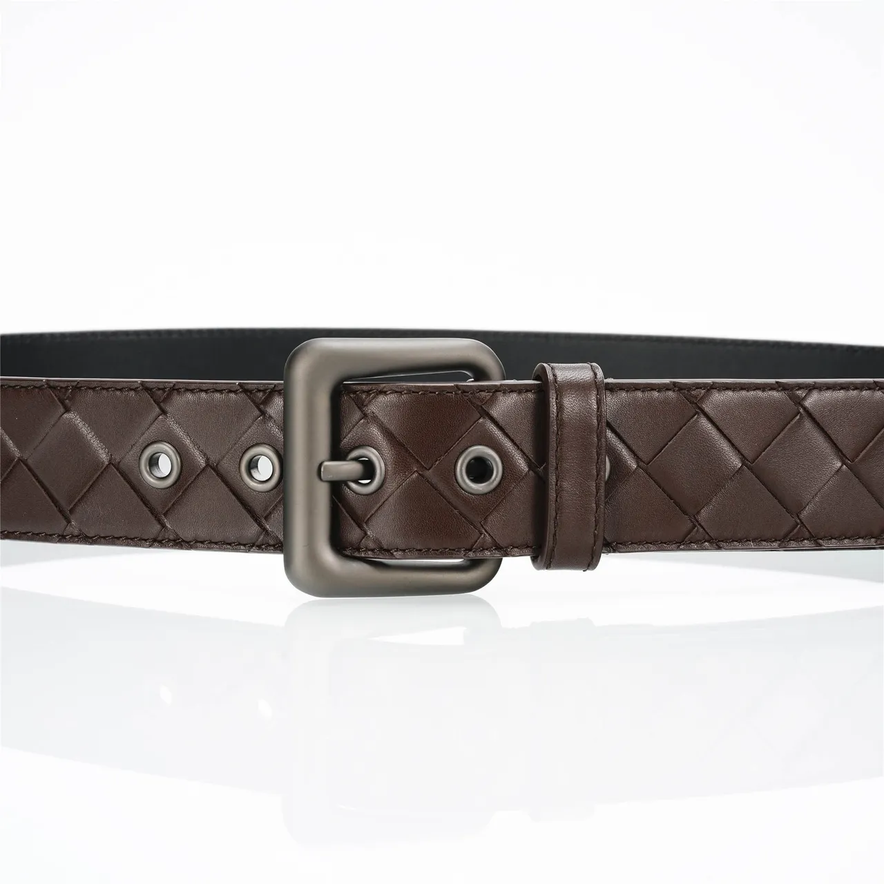 Bottega Veneta Intrecciato Cinto de couro marrom trançado 8