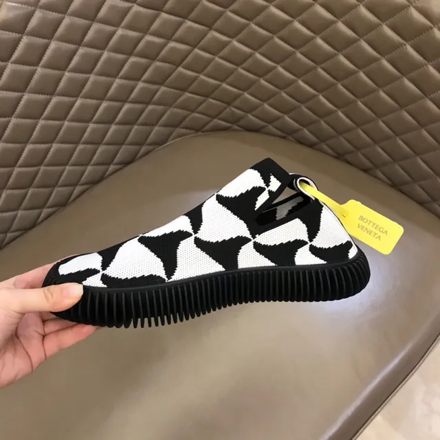 Bottega Veneta Speed Trainer chaussures lifestyle en tricot géométrique noir et blanc 2