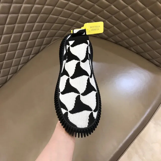 Bottega Veneta Speed Trainer chaussures lifestyle en tricot géométrique noir et blanc 4