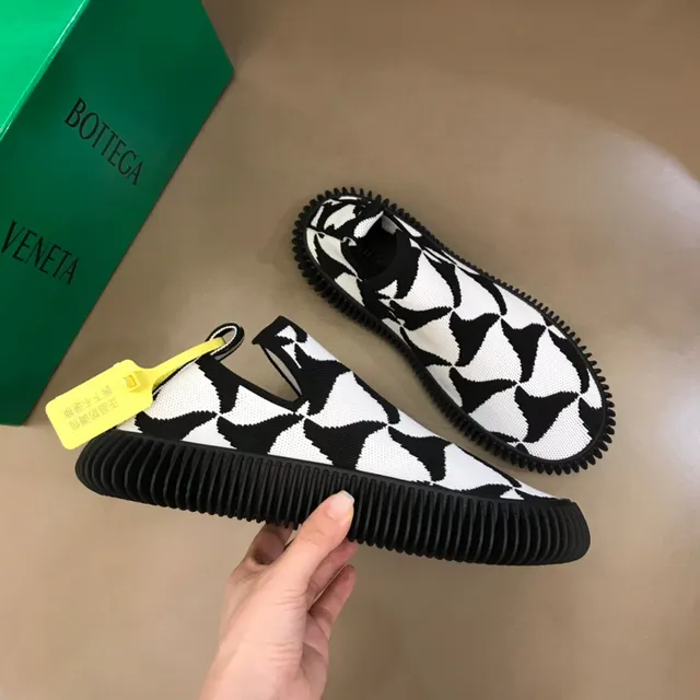 Bottega Veneta Speed Trainer chaussures lifestyle en tricot géométrique noir et blanc 7
