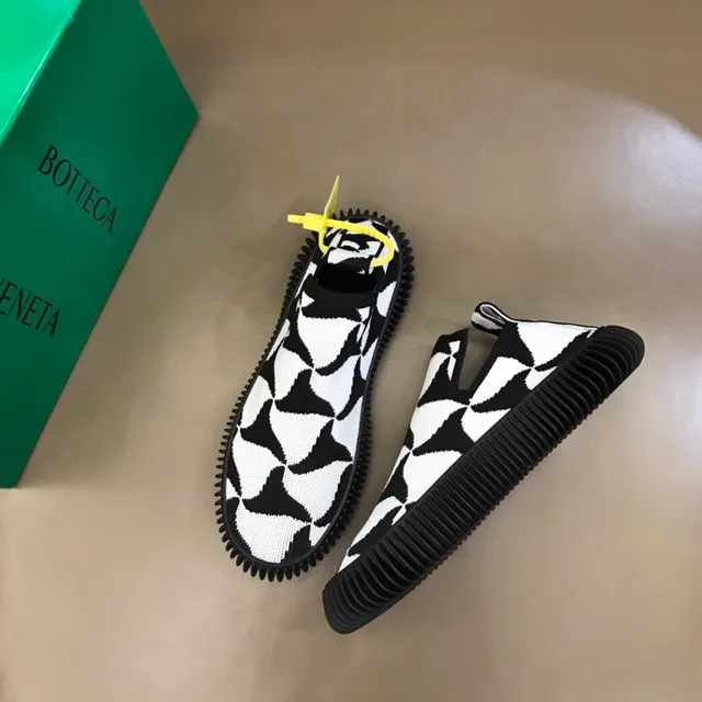 Bottega Veneta Speed Trainer chaussures lifestyle en tricot géométrique noir et blanc 9