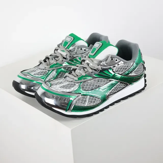 Bottega Veneta Track Trainer Sneakers Lifestyle Vert Métallique Argent 2