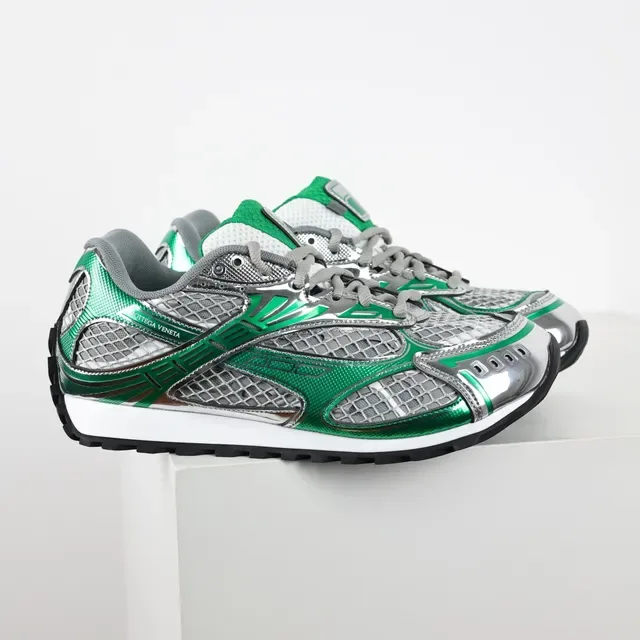 Bottega Veneta Track Trainer Sneakers Lifestyle Vert Métallique Argent 3