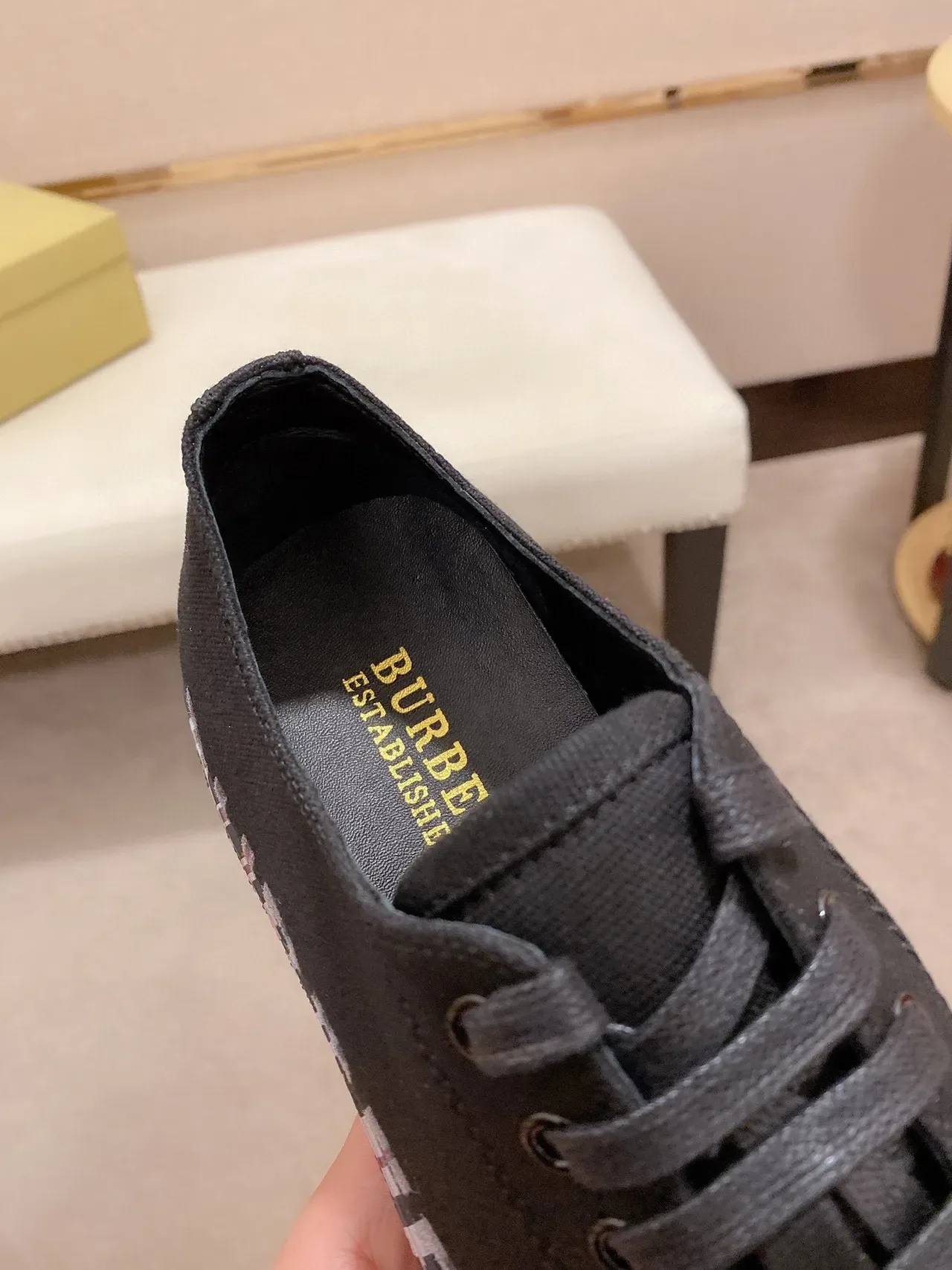 Burberry Black Multicolor Canvas Upper Rubber Toe Cap Sneakers 5