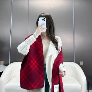 وشاح بربري كلاسيك شيك أحمر كشمير