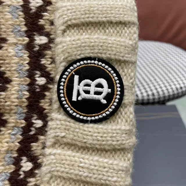 Burberry Fair Isle Beige Brown Knit Ribbed Cuff Beanie 5